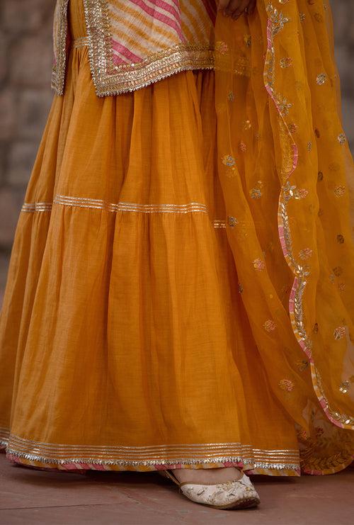 Mango Pink Leheriya 2.0 Gharara Set