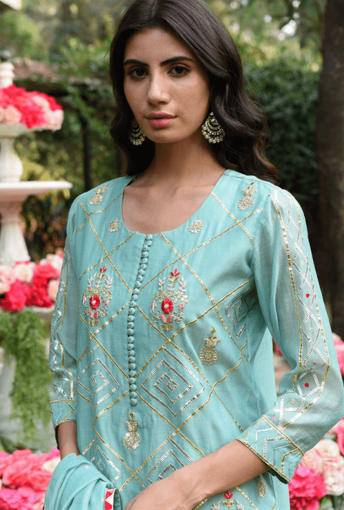 Aqua Barfi Kurta Set