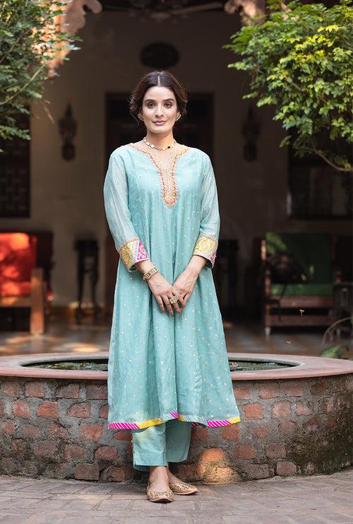 Aqua Multi Path A-line Hasrat Kurta Set