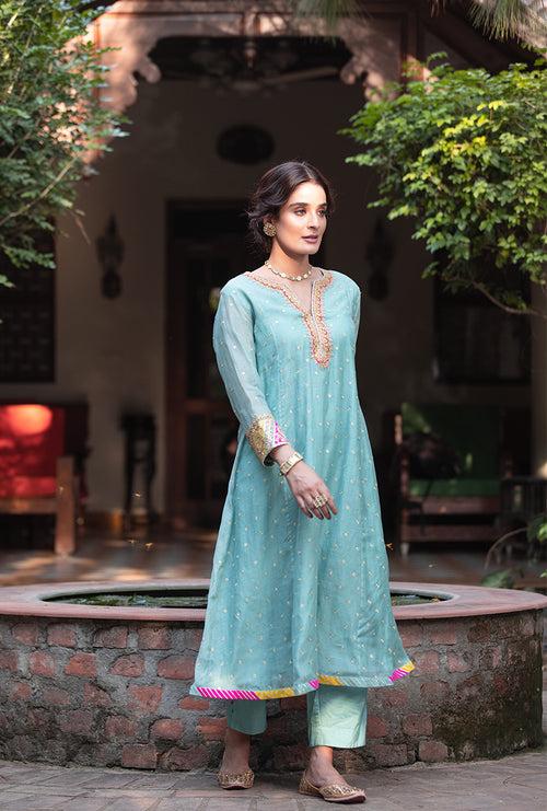 Aqua Multi Path A-line Hasrat Kurta Set