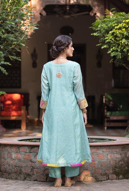 Aqua Multi Path A-line Hasrat Kurta Set