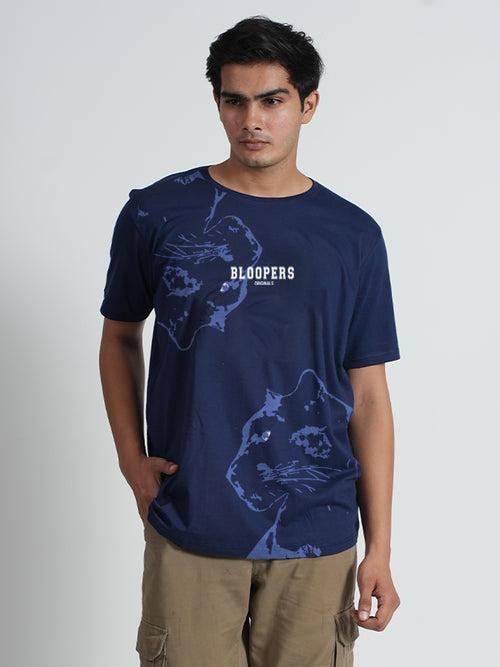 Tiger Blue Oversized Graphic Printed Hoodie For Men