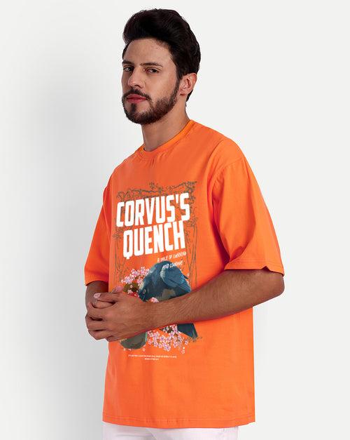 Corvus's Quench Black Oversized Black Half Sleeve Summer Wear T-shirt