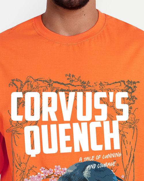 Corvus's Quench Black Oversized Black Half Sleeve Summer Wear T-shirt