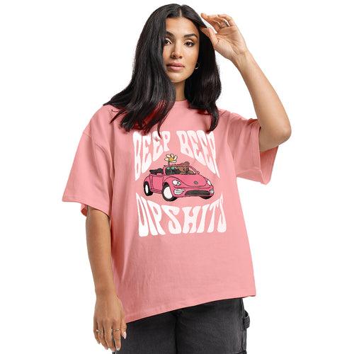 Beep Beep Dipshits Peach Oversized Dropshoulder t-shirt for Women