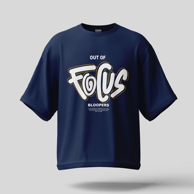 Focus Graphic Printed Nevy Blue Oversized T-shirt For Men