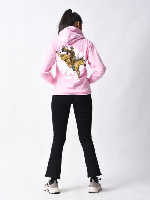 Bloopers Cowboy Pink Trendy Winter Wear Printed hoodie For Women