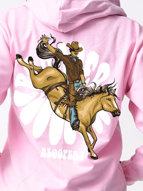 Bloopers Cowboy Pink Trendy Winter Wear Printed hoodie For Women