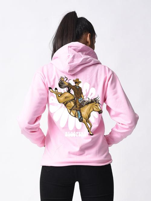 Bloopers Cowboy Pink Trendy Winter Wear Printed hoodie For Women