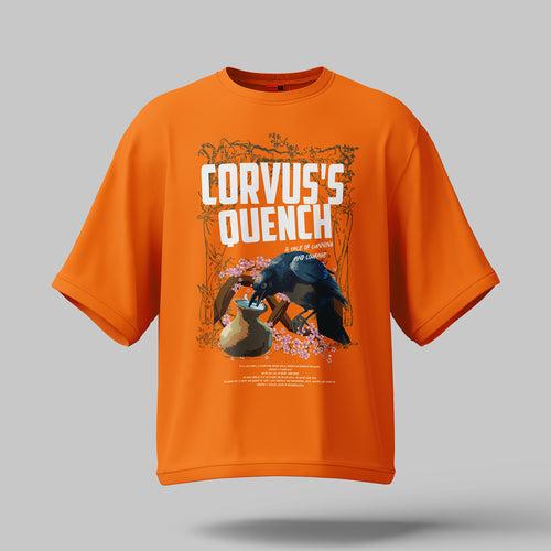 Corvus's Quench Black Oversized Black Half Sleeve Summer Wear T-shirt