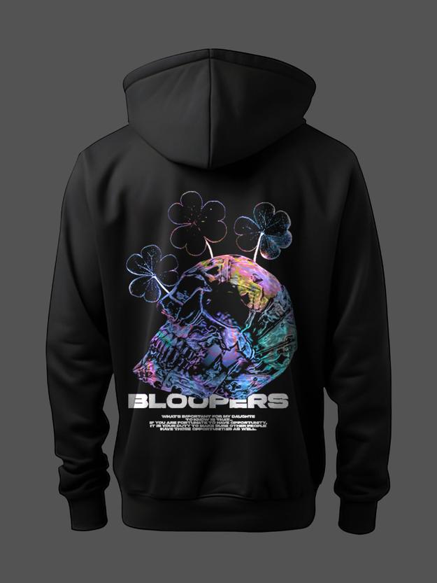 Bloopers Black Graphic Printed Men Hoodie For Winter