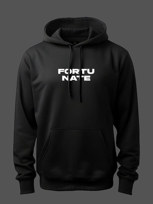 Fortunate Black Printed Hoodie For Men