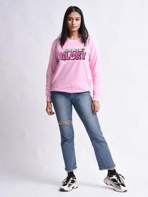 Glory Women Casual Pink Sweatshirt