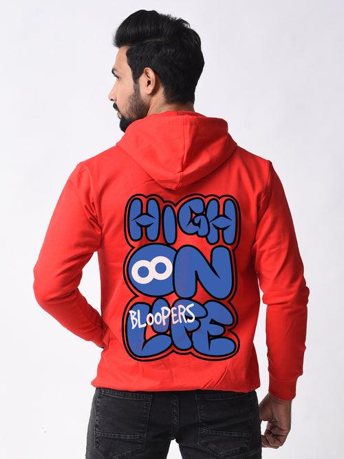 High On Life Red Winter Wear Full Sleeve Hoodie