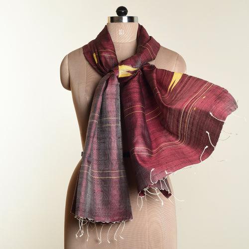 TUSSAR Silk Stole -  Maroon