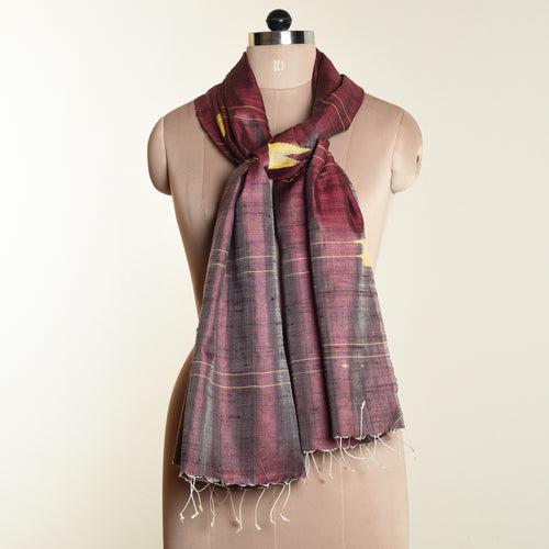 TUSSAR Silk Stole -  Maroon