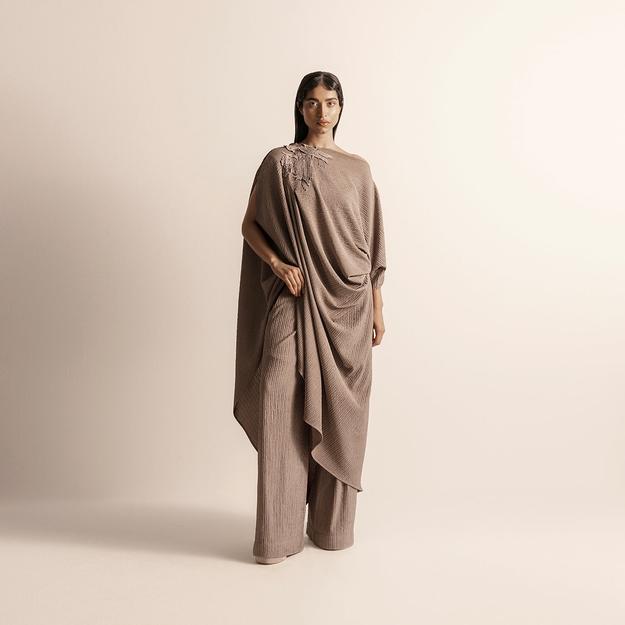 NADRU KNIT DRAPED TUNIC WITH PANTS