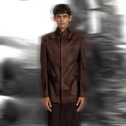 Grouper Yarn Couching Bandgala Paired With Suiting Draped Pants