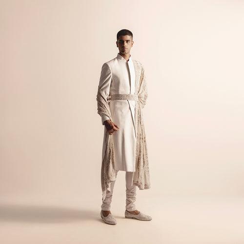 ROYAL HERITAGE SHERWANI WITH EMBROIDERED STOLE AND KAMARBANDH