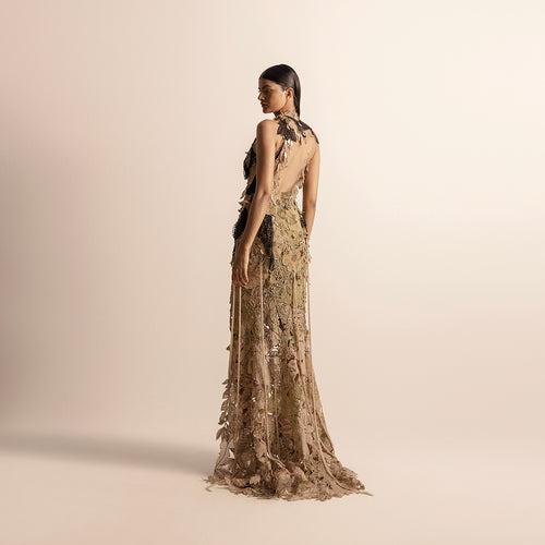 3D Embellished Leopard Themed Dusk Gown