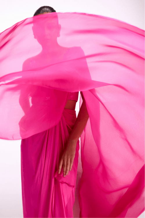 Rosa Baroque Drape Saree