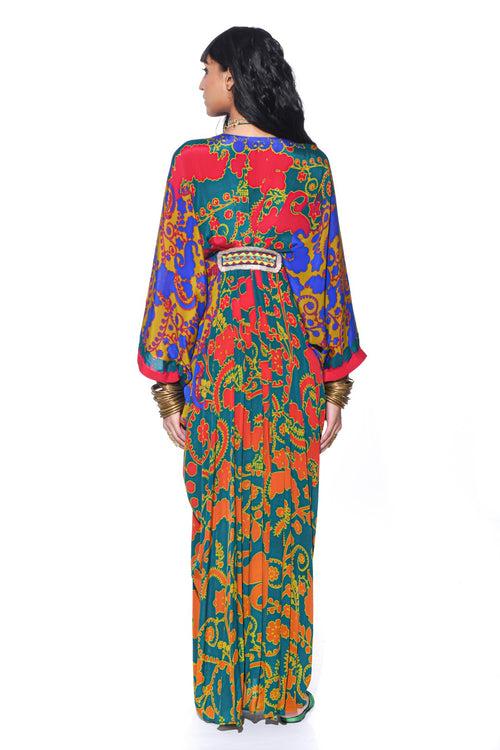 Emerald Royal Paisley Belt Kaftan