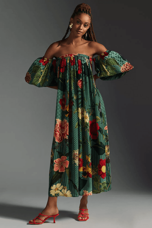 Juniper Jungle Print Off Shoulder Dress