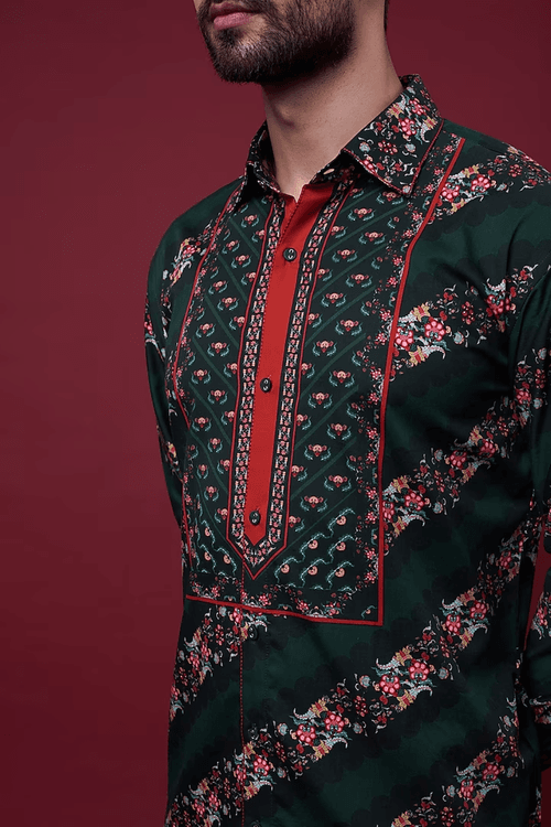 Emerald Green Royal Chintz Stripe  Shirt