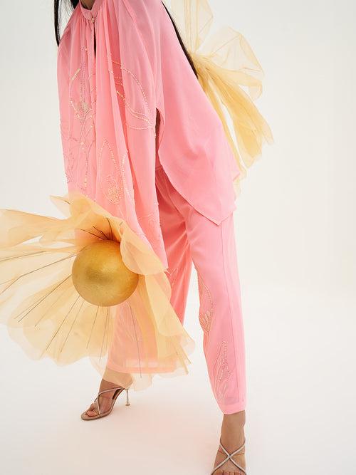 Peachiose Embroidered Kaftan with Pants Set