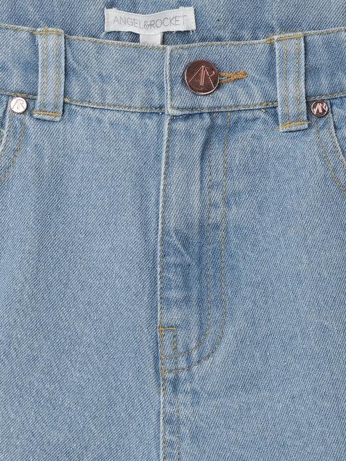 Girls Blue Bleach Wash Denim Shorts