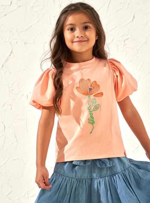 Emmie Apricot Puff Sleeve Tee