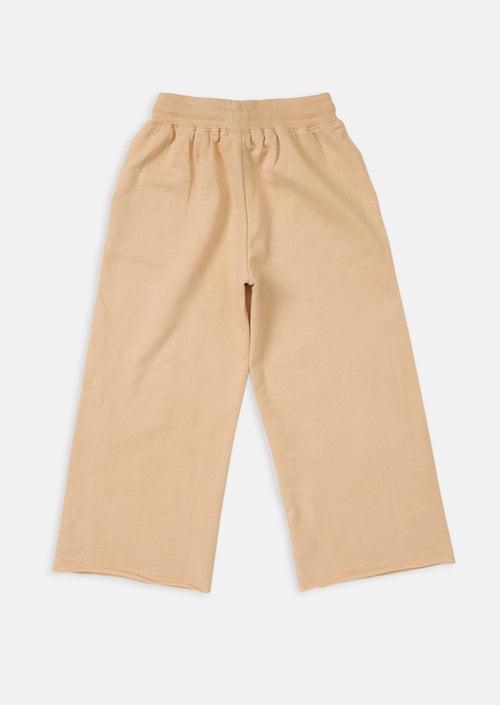 Girls Solid Cream Cotton Culottes