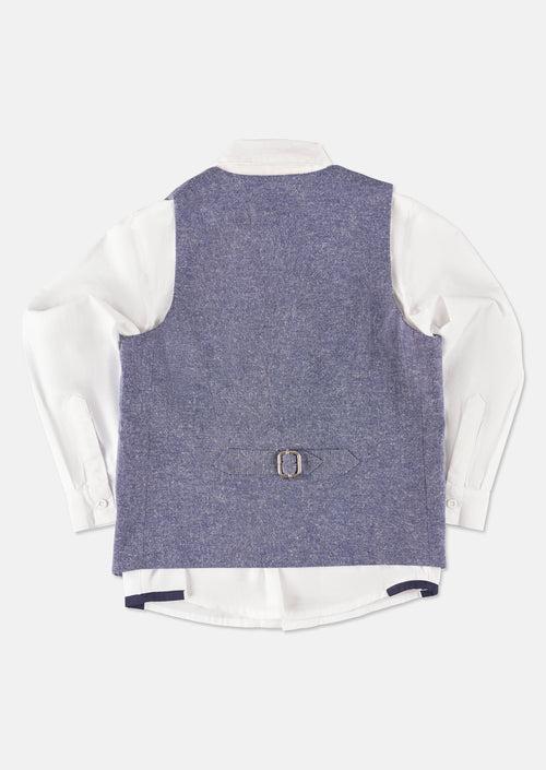 Boys Solid Blue Cotton Waistcoat