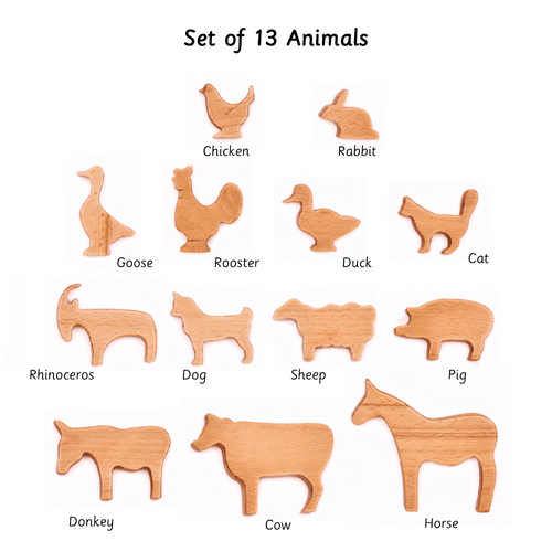 Wooden Farm Animals (Set of 13)