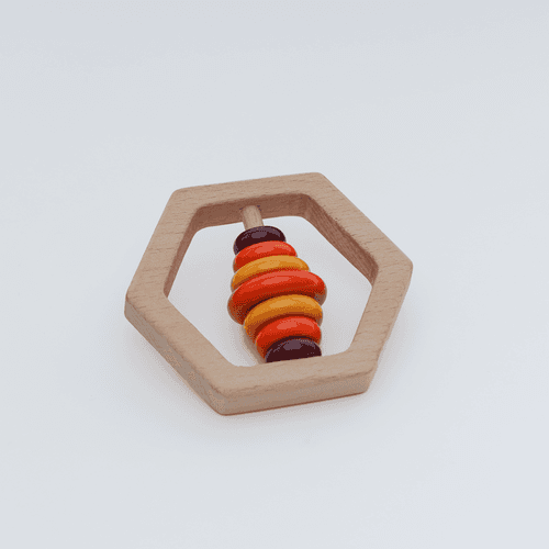 Wooden Rattle - Hexagon