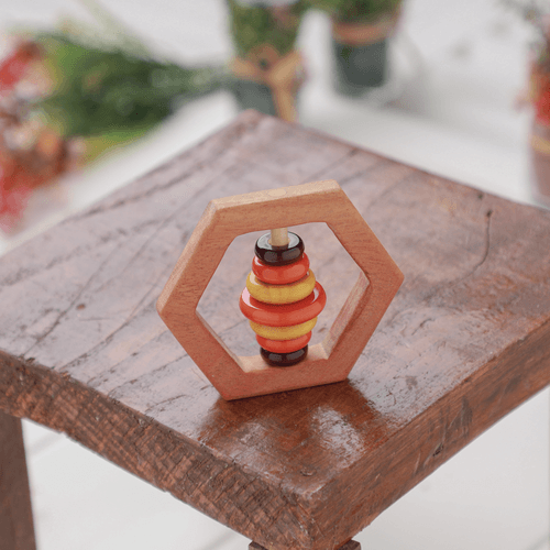 Wooden Rattle - Hexagon
