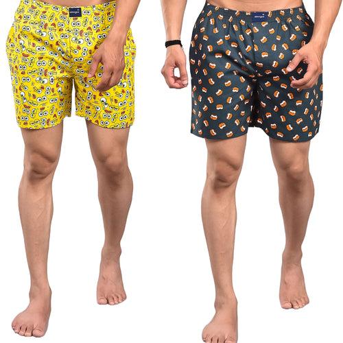 Cookie Emoji Printed Cotton Boxer Shorts For Men