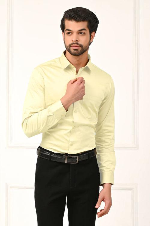 Lemon Semi-Formal Giza Cotton Men Shirt