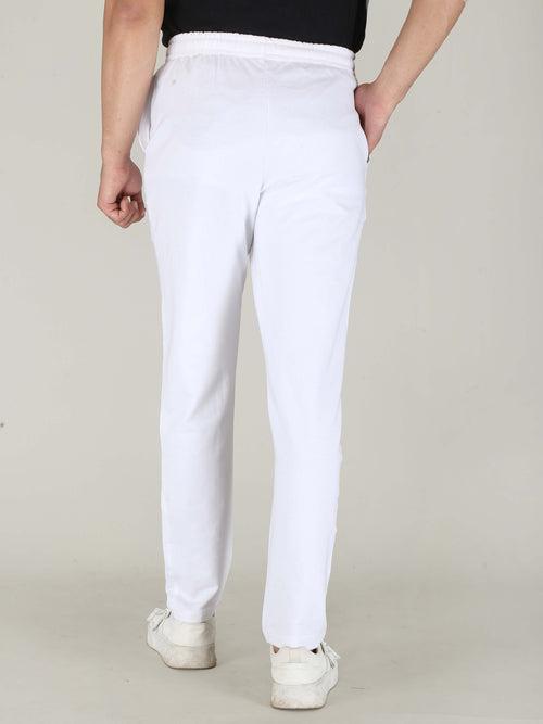 White Solid Pure Cotton Hosiery Pajamas for Men