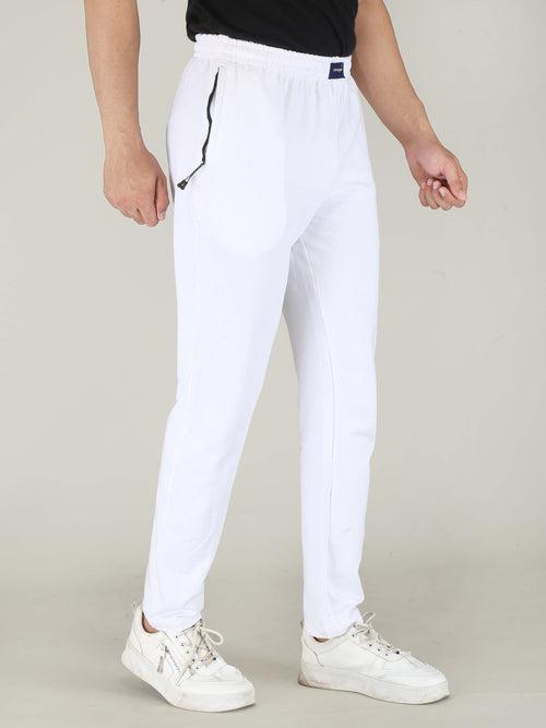 White Solid Pure Cotton Hosiery Pajamas for Men