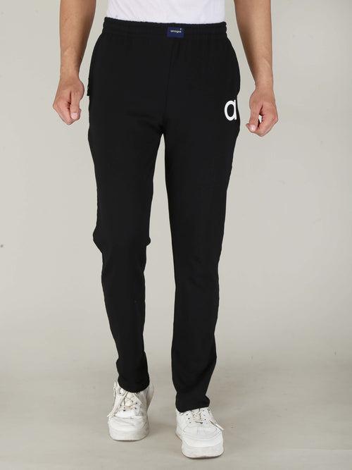 Black Solid Pure Cotton Hosiery Pajamas for Men