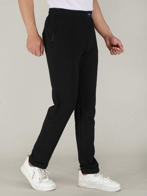 Black Solid Pure Cotton Hosiery Pajamas for Men