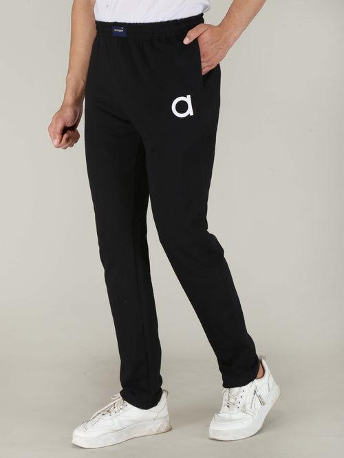 Black Solid Pure Cotton Hosiery Pajamas for Men