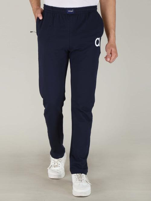 Navy Blue Solid Pure Cotton Hosiery Pajamas for Men