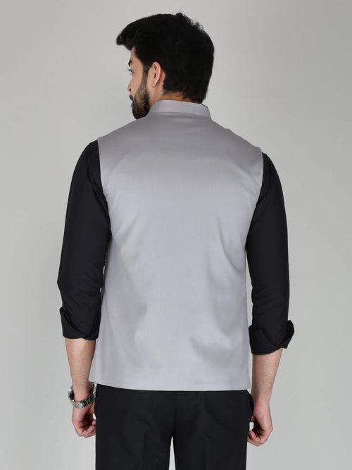 Grey Solid Classic Waistcoat