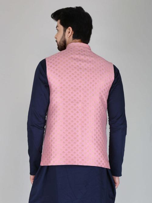 Pink Jacquard Nehru Jackets