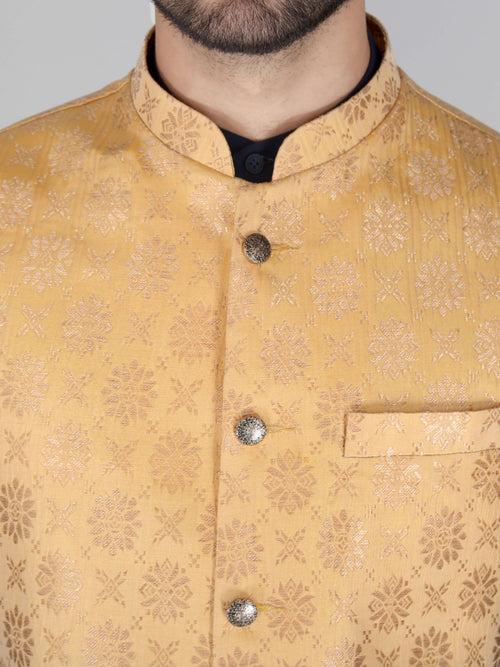 Jacquard Fabric Marigold Ethnic Jacket For Men