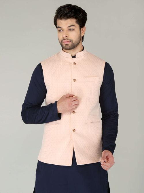 Light Pink Lining Ethnic Nehru Jacket