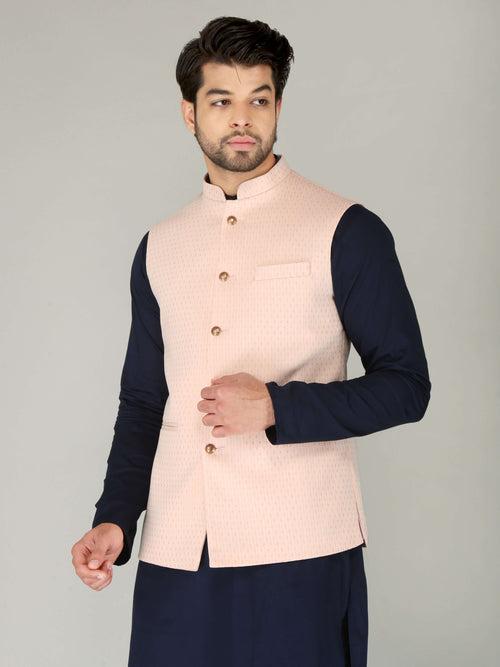 Light Pink Lining Ethnic Nehru Jacket