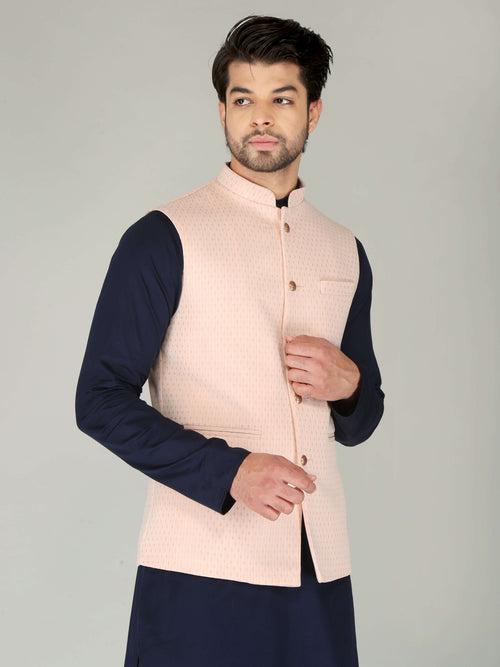 Light Pink Lining Ethnic Nehru Jacket